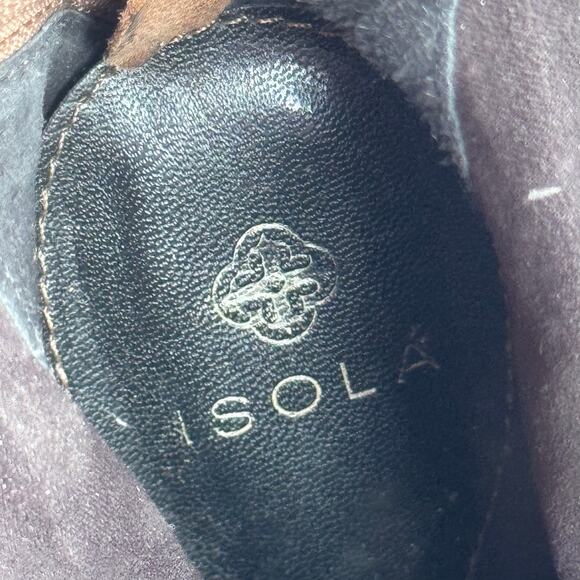 Isola Pisces Ruched Bootie Heels Shimmery Brown Lizard Pattern 9.5 - Picture 13 of 13